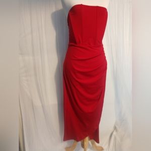 Strapless red dress women's medium